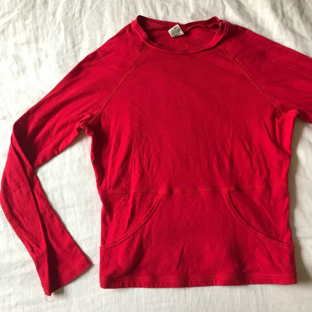 🇺🇸💥Vintage Cherry Red Tee with Kangaroo Pouch
